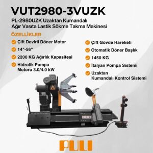 PULI PL-2980 (U-298) Uzaktan Kumanda Ağır Vasıta Sökme Takma Çift Devir 14-56 380V GRİ  GRİ