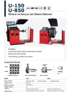 UNITE U-850 Agir Vasita Sabit Balans Makinesi Dijital Ekran 220V