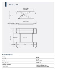 UNITE HIDRO ELEKTRIKLI-KILIT MAKASLI LIFT 1 METRE 3 TON U-Z30M